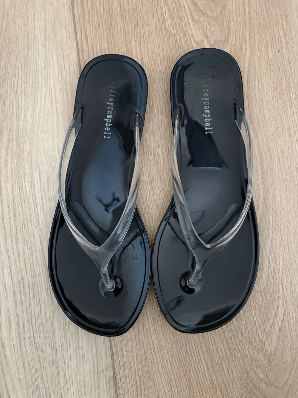 Jeffrey Campbell Black Sandal with Clear Straps